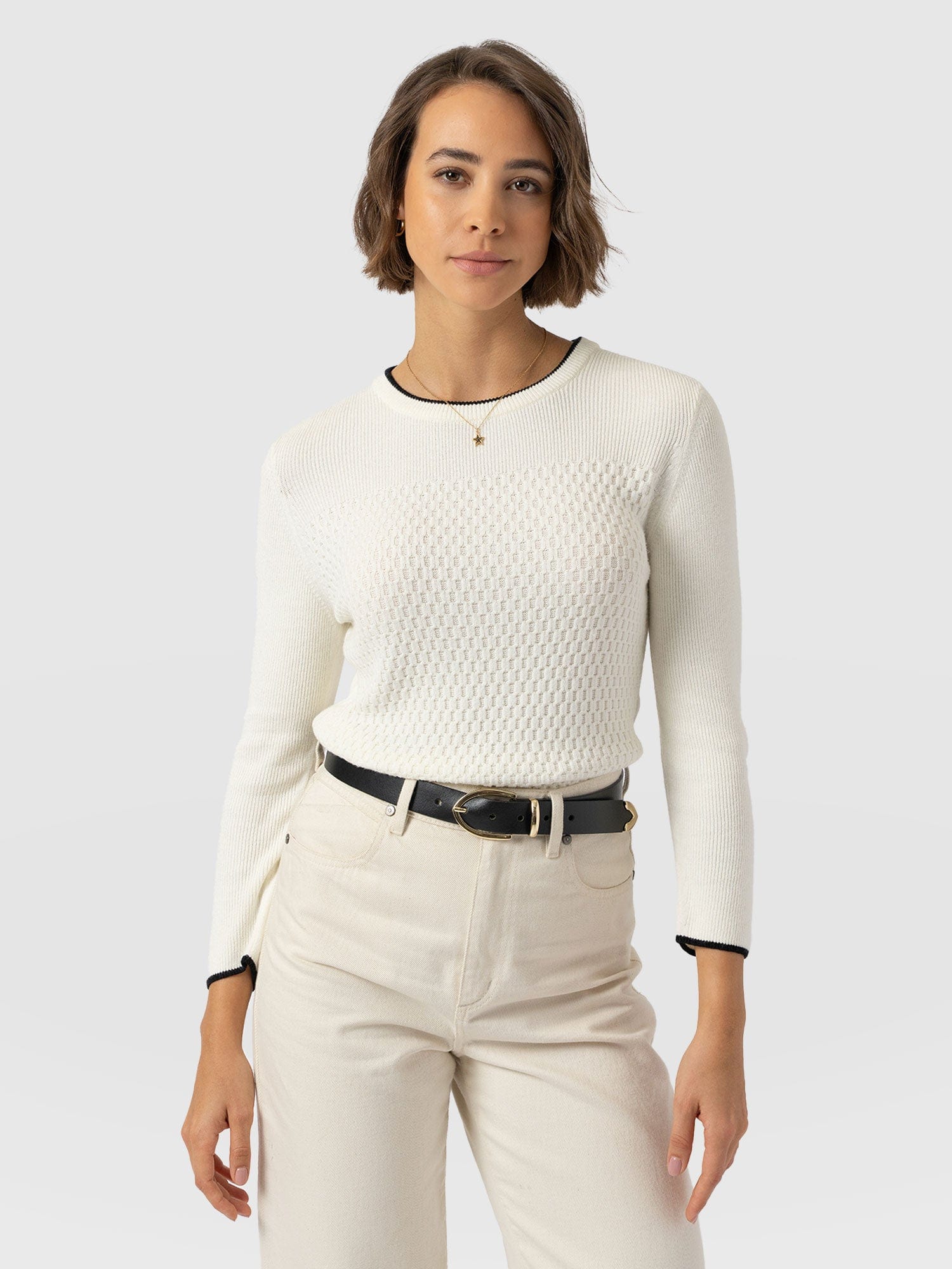 Honeycomb Rib Jumper - Cream
